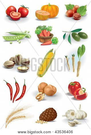 Vegetables nuts and species