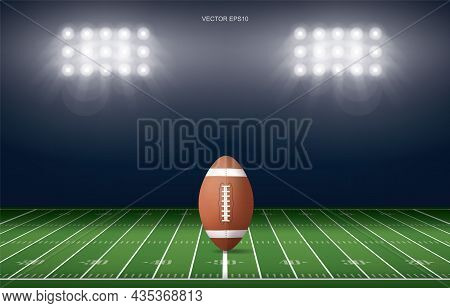 American Football Field Stadium Background. With Perspective Line Pattern Of American Football Field