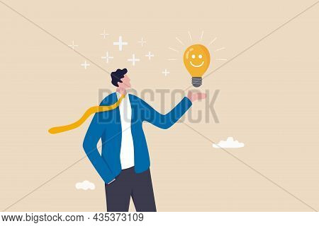 Positive Thinking, Optimistic Mindset Or Good Attitude To Success In Work, Always Get Idea To Solve 