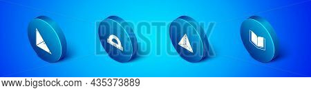 Set Isometric Angle Bisector Of A Triangle, Geometric Figure Tetrahedron, Open Book And Protractor I
