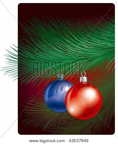 Christmas toys on pine bransh
