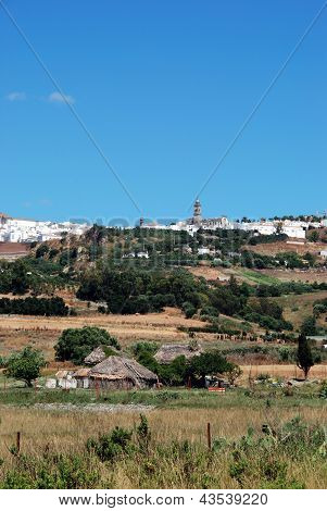 Zemědělské půdy a vesnice, Medina Sidonia, Španělsko.