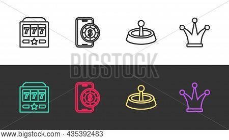 Set Line Slot Machine With Jackpot, Online Poker Table Game, Casino Roulette Wheel And Joker Playing