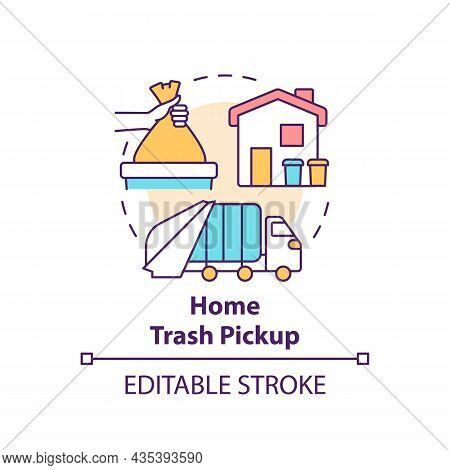 Home Trash Pickup Concept Icon. Waste Collection And Disposal Abstract Idea Thin Line Illustration. 