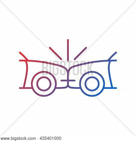 Head-on Collision Gradient Linear Vector Icon. Frontal Crash. Two Vehicles Collide Into One Another.