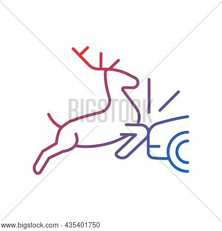 Collision With Animals Gradient Linear Vector Icon. Dangerous Situation With Wildlife And Livestock 