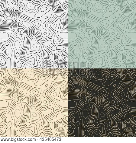 Topography Patterns. Seamless Elevation Map Tiles. Authentic Isoline Background. Elegant Tileable Pa