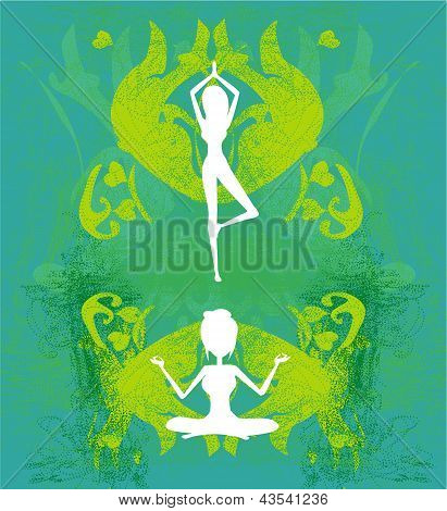 Kvinde i en traditionel Yoga udgør vektor Illustration