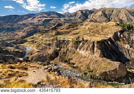 The Colca River At The Colca Canyon In Peru, One Of The Deepest Canyons In The World