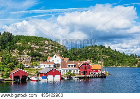 View To The Village Farestad In Norway.