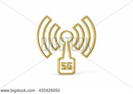 Golden 3d 5g Icon Isolated On White Background - 3d Render