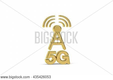 Golden 3d 5g Icon Isolated On White Background - 3d Render