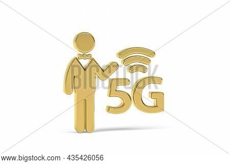 Golden 3d 5g Icon Isolated On White Background - 3d Render