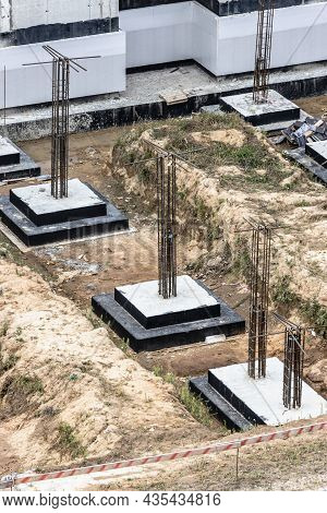 Monolithic Reinforced Concrete Foundations For The Construction Of A Residential Building. Grillage 