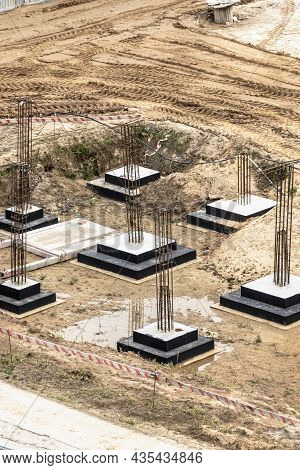 Monolithic Reinforced Concrete Foundations For The Construction Of A Residential Building. Grillage 