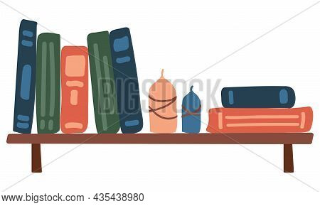 Bookshelf With Books And Candles