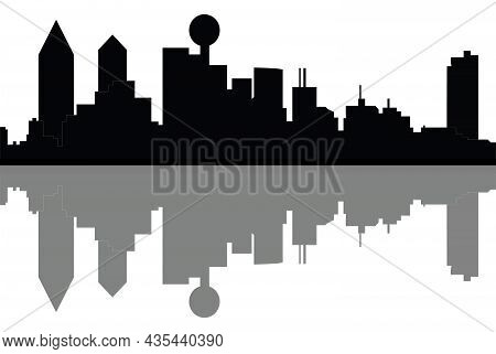 Illustration Of The City Skyline Dallas In Black And White