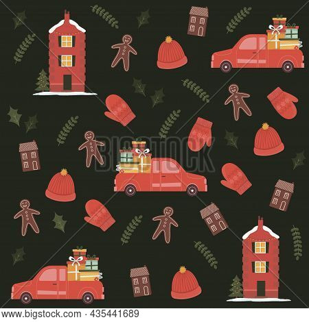 Seamless Vector Pattern With Cute Winter Elements