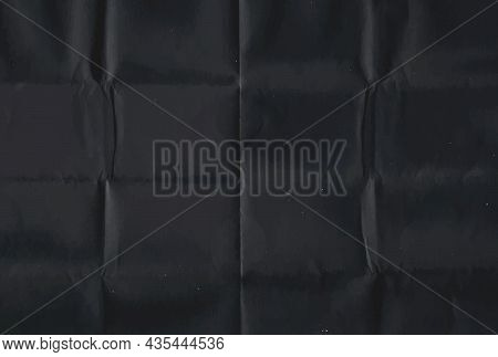 Crumpled Black Paper Texture. Abstract Dark Background With Wrinkled Cardboard Texture. Vector Illus