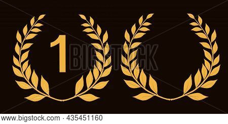 Laurel Branch As A Symbol Of Glory And Victory Vector Illustration With Gold Color In Hand Drawn Sty