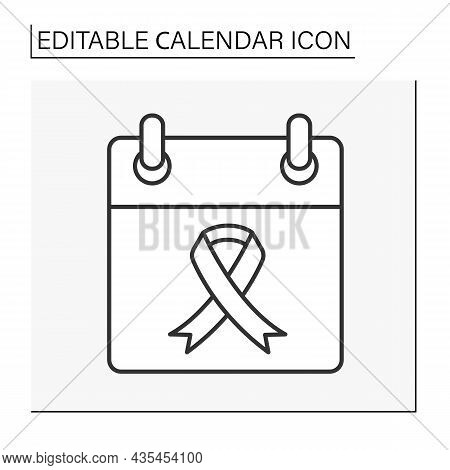 Reminder Line Icon. Global Date. World Aids Day. Support And Love For Sick People. Calendar Concept.