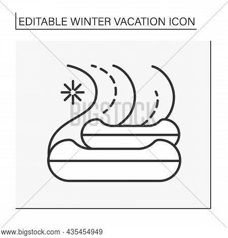 Snowskate Line Icon. Snow Tubing. Extreme Descent From Mountain. Winter Vacation Concept. Isolated V
