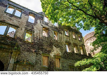 Swiny, Poland - August 08, 2021. Ruin Of Swiny Castle In Poland In Summer