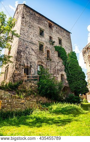 Swiny, Poland - August 08, 2021. Ruin Of Swiny Castle In Poland In Summer