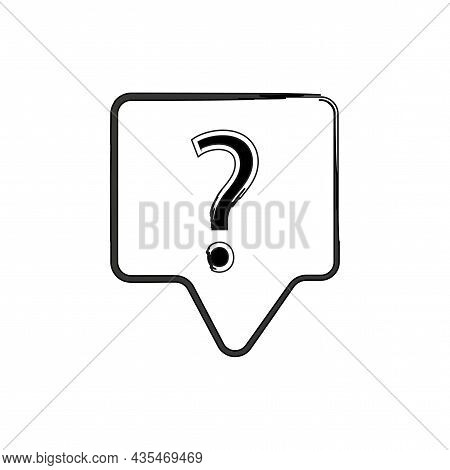 Message Box. Black Question Mark. Ask Help Sign. Chat Con. Communication Background. Vector Illustra
