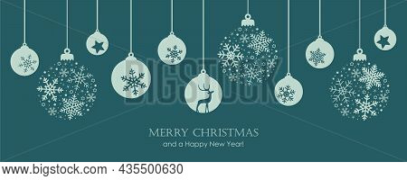 Merry Christmas Card With Hanging Ball Decoratoin