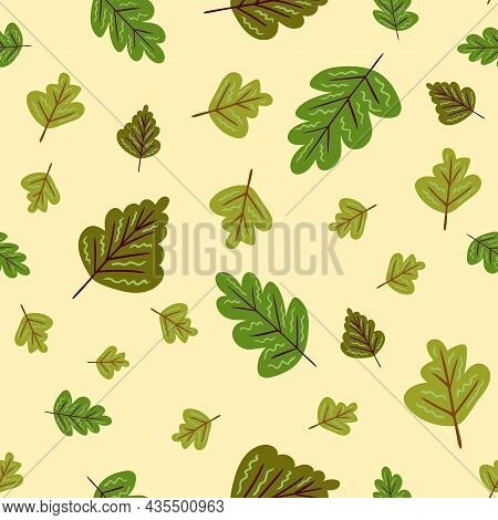 Seamless Vector Pattern In Autumn Colors With Mushrooms, Leaves, Etc. Wallpaper, Scrapbooking, Texti