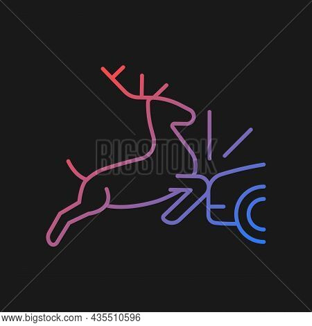 Collision With Animals Gradient Vector Icon For Dark Theme. Situation With Wildlife And Livestock Ne