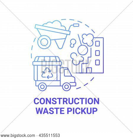 Construction Waste Pickup Blue Gradient Concept Icon. Waste Management Abstract Idea Thin Line Illus