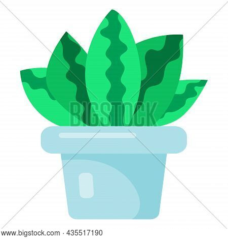 Cute Cactus In Pot, Funny Print In Cartoon Flat Style. Home Succulent Plant Illustration. Exotic And