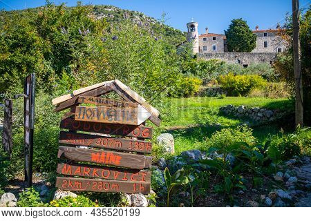 Podostrog, Budva, Montenegro - September 23, 2021: Territory Of Monastery Podmaine Or Podostrog, Bud