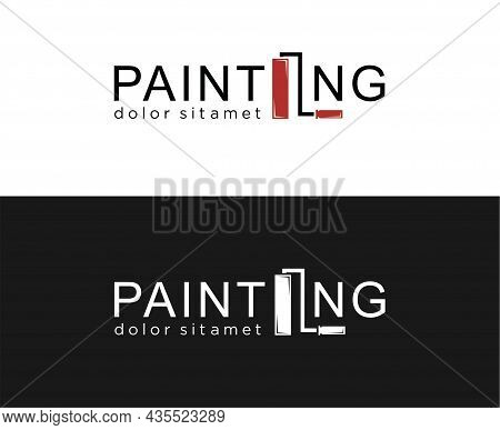 Letter I Shape Paint Roll Logo Design Vector. Paint Roller Logo Icon Design Template. Repair Of Apar