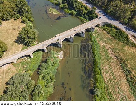 Aerial View Of Nineteenth-century Bridge Over The Yantra River, Known As The Kolyu Ficheto Bridge In