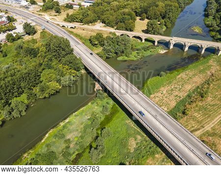 Aerial View Of Nineteenth-century Bridge Over The Yantra River, Known As The Kolyu Ficheto Bridge In