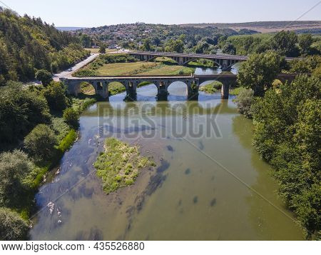 Aerial View Of Nineteenth-century Bridge Over The Yantra River, Known As The Kolyu Ficheto Bridge In