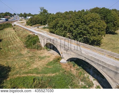 Aerial View Of Nineteenth-century Bridge Over The Yantra River, Known As The Kolyu Ficheto Bridge In
