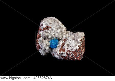 Macro Mineral Stone Cavansite On A Gray Background Close-up