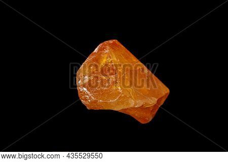 Macro Mineral Stone Scheelite On A Black Background Close-up
