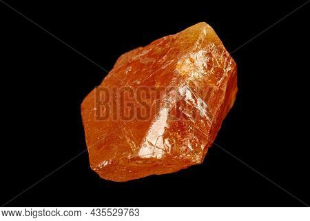 Macro Mineral Stone Scheelite On A Black Background Close-up