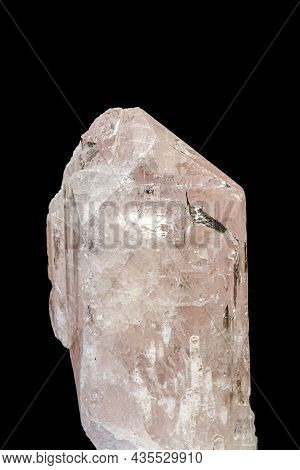 Macro Mineral Stone Danburite On A Black Background Close-up