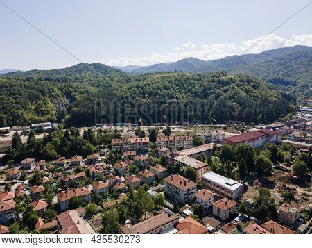 Amazing Aerial View Of Center Of Town Of Troyan, Lovech Region, Bulgaria