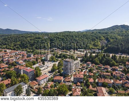 Amazing Aerial View Of Center Of Town Of Troyan, Lovech Region, Bulgaria