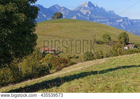 Hills And Mountains Landscape Around The Old Oak Of Venon