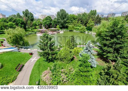 Landscape With Lake And Vivid Green Trees In Drumul Taberei Park (parcul Drumul Taberei) Also Known 