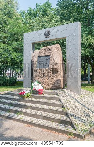Gdansk, Poland - July 16, 2021: Monument Commemorative Polish General Stanislaw Maczek.