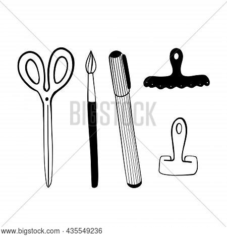 Office Stationery Pen Brush Scissors Binder Cliper